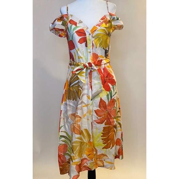 Zara Floral Print Linen Dress - Picture 2 of 8